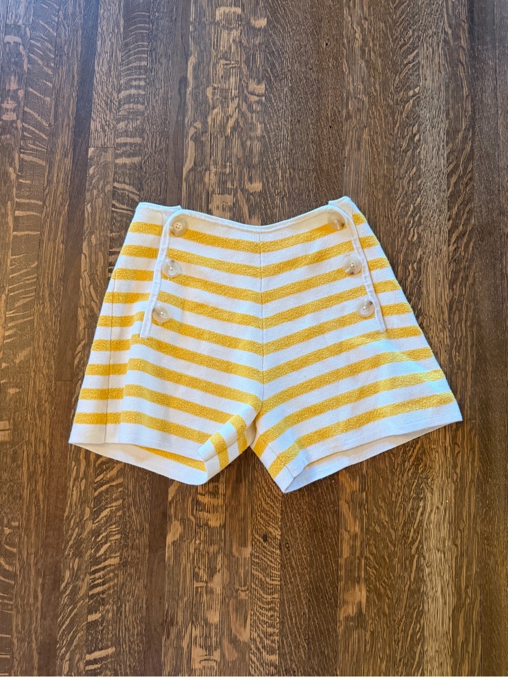 Claudie Pierlot Yellow Striped Knit Shorts- size 1